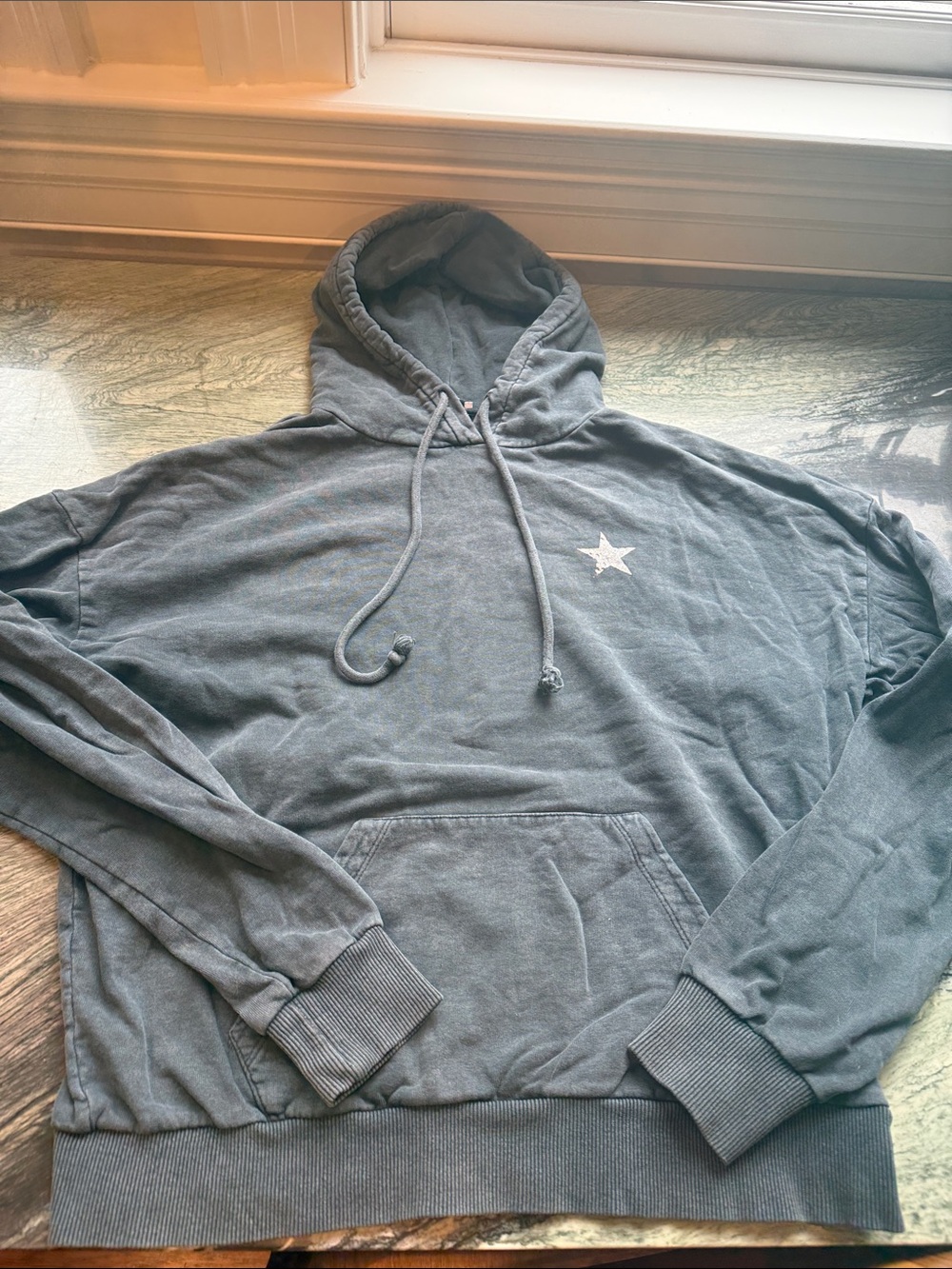 Subdued Washed Charcoal Star Pullover Hoodie